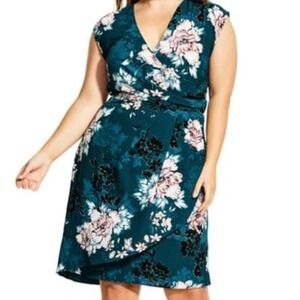 City Chic Dress $109 NWT XS 14 Jade Aqua Floral Tank Womens plus size NEW